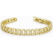 Brezza Lusso Jewelry Kare Işıltı Modern Zincir Altın Kaplama Kadın Bileklik