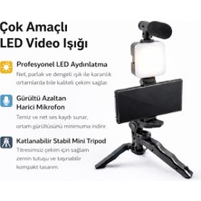 vooka Telefon Için Video Çekim Seti LED Işıklı Mikrofonlu Tripodlu Vlog Canlı Yayın  Için Çekim Seti LED Işıklı Mikrofonlu