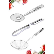 Feyza Design Paslanmaz Çelik Servis ve Süzgeç Seti, Çok Amaçlı Mutfak Araçları