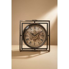 Perotti Waller V2 Çarklı Saat 32X30 cm Antik Dekoratif Dönen Çarklı Ofis ve Masa Saati