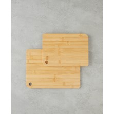 Feyza Design Bambu Kesme Tahtası Çift Seti 20X28 ve 24X33 Cm, Doğal ve Şık Tasarım