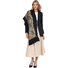 Neptune Marbling Vahşi Sarmaşıklar Keçe Şal Siyah