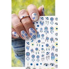 Misyul Tırnak Sticker Protez Tırnak Kalıcı Oje Süsleme, Nazar Boncuğu Nail Art Sticker