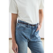 Kadriye Baştürk Gümüş Tokalı Ayarlanabilir Ince Kemer Bordo