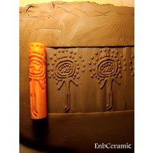 Feyza Design 10 cm Şaman Doku Rulosu Seramik ve Polymer Kil Desenli Oklava