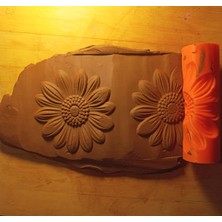 Feyza Design 12 cm Ayçiçeği Doku Rulosu Seramik ve Polymer Kil ile Kurabiye ve Hamur Yapımı