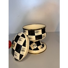 Damalı Emaye Ayaklı Şekerlik