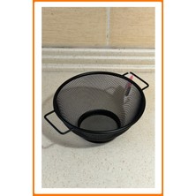 Feyza Design Siyah Paslanmaz Çelik Kulplu Süzgeç 26 Cm, Dayanıklı ve Şık Tasarım