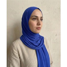 Moodşal Saks Mavisi Kaymaz Pamuklu Penye Şal