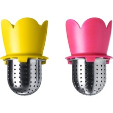 Feyza Design Vagrat Çay Süzgeci, 2'li Set, Açık Kırmızı ve Sarı Renkler