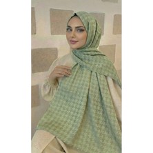 Moodşal Çağla Yeşili Mint - Kazayağı Desenli Jakar Şal