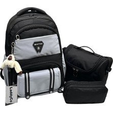 LaddyCo Unisex Çocuk Ilk Okul Çantası Suya Dayanıklı Kumaş Termal Beslenme ve Kalemlik 3'lü Ilkokul Çanta Seti