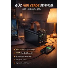 vooka 30000 Mah 100W Hızlı Şarj LCD Ekranlı 4 Cihaz Aynı Anda Şarj Powerbank Usb-C Pd