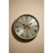 Perotti Waller V2 Çarklı Duvar Saati 60 cm Roma Rakamlı Estetik Dönen Çarklı Tasarım