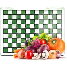 Feyza Design Yeşil Beyaz Cam Kesme ve Sunum Tahtası 20X30 cm