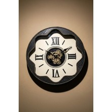 Perotti Waller V2 Çarklı Duvar Saati 80 cm Dekoratif Roma Rakamlı Antik Stil Dişli Tasarım