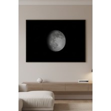 Safir Design Modern ve Sofistike Karanlıkta Parlayan Ay Temalı Siyah Çerçeveli Tablo