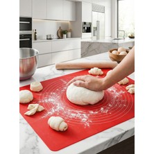 Feyza Design Kırmızı Silikon Hamur Açma Matı 45X65 Cm, Pratik ve Şık Tasarım