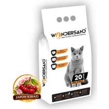Wondersand 20 Lt Beyaz Bentonit Ince Tane Japon Kirazı Kokulu Süper Topaklanan Premium Kedi Kumu