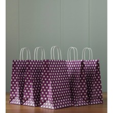 Aybaş Kağıtçılık 1.kalite 18X24 cm (20 Adet) Mor Renk Beyaz Benekli Kraft Kağıt Çanta,hediye Poşeti,hediye Paketi