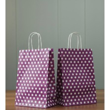 Aybaş Kağıtçılık 1.kalite 18X24 cm (5 Adet) Mor Renk Beyaz Benekli Kraft Kağıt Çanta,hediye Poşeti,hediye Paketi