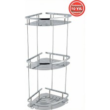 Banyom Home Krom Paslanmaz Pirinç Marin 3'lü 19X19 cm Şampuanlık Banyo Rafı