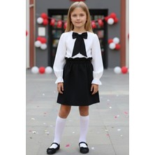 Parla Kids Kız Çocuk Uzun Kollu Siyah Etek Ekru Bluz Fular Takım 23 Nisan Takım Gösteri Kıyafeti