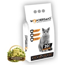 Wondersand 20 Lt Beyaz Bentonit Ince Tane Sabun Kokulu Süper Topaklanan Premium Kedi Kumu