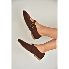 Fox Shoes Y820650204 Kahverengi Kumaş Toka Detaylı Şık Babet