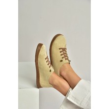 Fox Shoes Y999364002 Bej Hakiki Deri Süet Kadın Spor Ayakkabı Sneakers