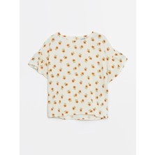 Lc Waikiki Yeni Sezon Bisiklet Yaka Çiçekli Kız Çocuk Bluz