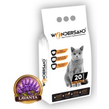 Wondersand 20 Lt Beyaz Bentonit Kalın Tane Lavanta Kokulu Süper Topaklanan Premium Kedi Kumu