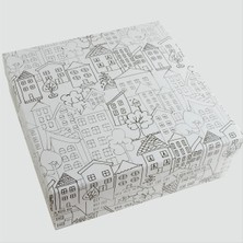 SiHako 5 Adet Ev Desenli Kare Hediye Kutusu