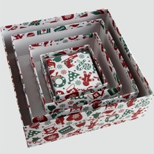 SiHako 5 Adet Kalp Desenli Kare Hediye Kutusu