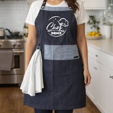Bk Gift Kişiye Özel Isimli Pamuk Denim Havlu Detaylı Mutfak Önlüğü -3, Aşçı ve Şef Önlüğü, Ev Hediyesi