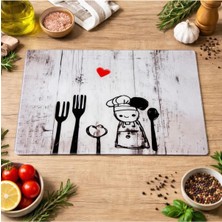 Feyza Design Temperli Kırılmaz Cam Kesim Panosu, Silikon Kaymaz Ayaklı