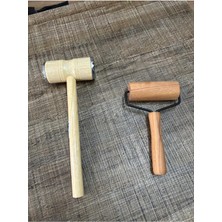Feyza Design Ahşap Et Dövme Tokmağı ve Çekici, Rulo Hamur Açıcı Merdane