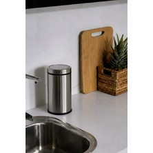 Sas Haus Premium 8 Litre Krom Minimalist Paslanmaz Çelik Tezgah Üstü Çöp Kovası Titan 7508