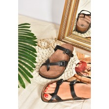 Fox Shoes Siyah Parmak Arası Kadın Terlik K777613409
