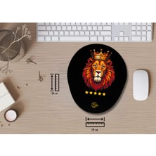 Ivart Sarı Kırmızı Aslan Kral- 5 (Beş) Yıldız Bileklik Destekli Oval Mouse Pad