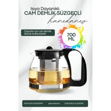Hanedanev Isıya Dayanıklı Süzgeçli Cam Demlik 700 ml Çaycı Çay Makinesi Demliği Teapot 700 ml