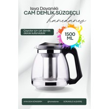 Hanedanev Isıya Dayanıklı Süzgeçli Cam Demlik 1500 ml Çaycı Çay Makinesi Demliği Teapot 1.5 Litre