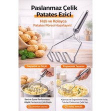 Feyza Design 24 cm Paslanmaz Metal Patates Ezici ve Püre Yapıcı, Pratik ve Şık Tasarım