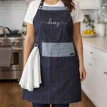 Bk Gift Kişiye Özel Isimli Pamuk Denim Havlu Detaylı Mutfak Önlüğü -10, Aşçı ve Şef Önlüğü, Ev Hediyesi