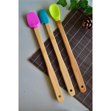 Feyza Design Doğal Ahşap 3'lü Uzun Saplı Spatula Seti, Pratik ve Şık Mutfak Araçları