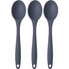 Feyza Design Antrasit Büyük Boy Yanmaz ve Yapışmaz Silikon Kaşık Seti, 3'lü