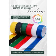 Hanedanev 10 Adet Renkli 5 Metre Pvc Elektrik Izolasyon Bandı Izole Bant - 5 Renk 6 Yds
