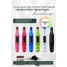 Hanedanev Tırnak Törpü Manikür Pedikür Makinesi Seti Elektrikli 12V + 6 Parça Uç Veriable Speed