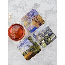 Skygo Claude Temalı Ahşap Bardak Altlığı Ahşap Baskılı Altlık 6'lı Set (9 X9CM) KARBONNM20