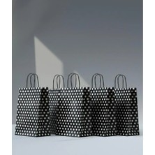 Aybaş Kağıtçılık 1.kalite 18X24 cm (25 Adet) Siyah Renk Beyaz Benekli Kraft Kağıt Çanta,hediye Poşeti,hediye Paketi